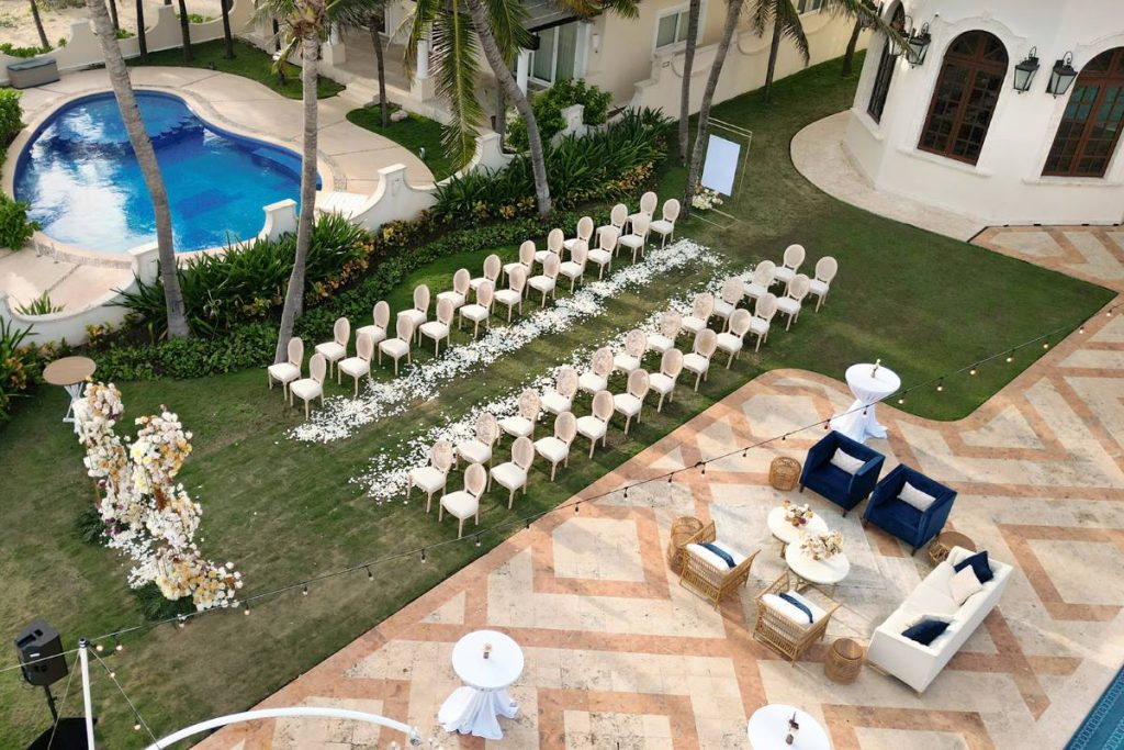 aerial view of a wedding ceremony location in the riviera maya