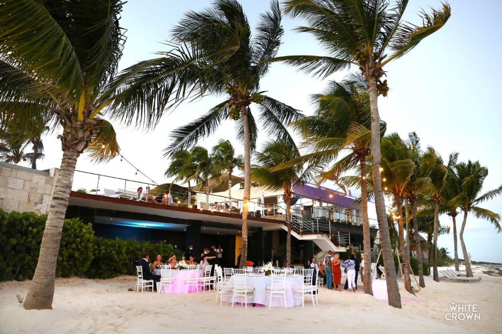 beach wedding reception area at an all inclusive resort in the riviera maya