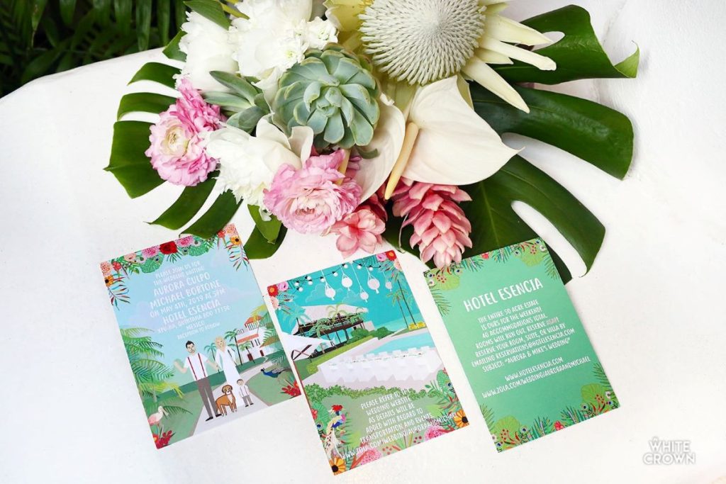 Destination wedding invitations for a tropical wedding