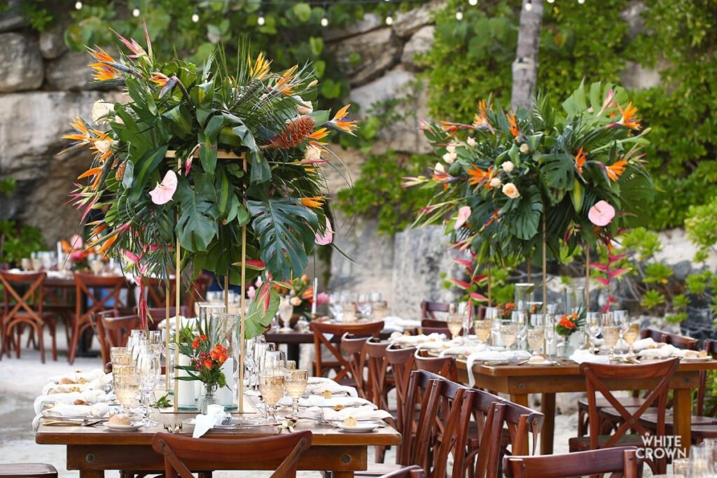 wedding table set up at hotel xcaret mexico